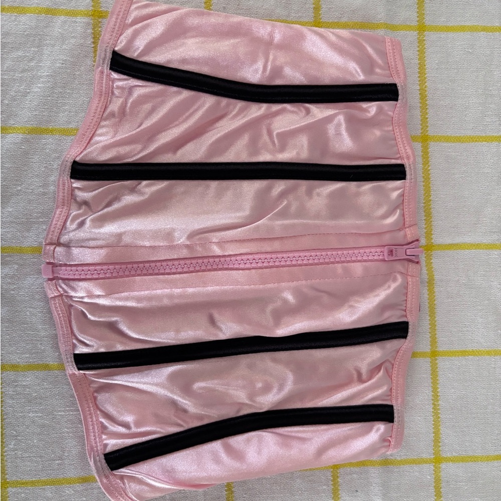 Pink Satin Corset with Black Accents
